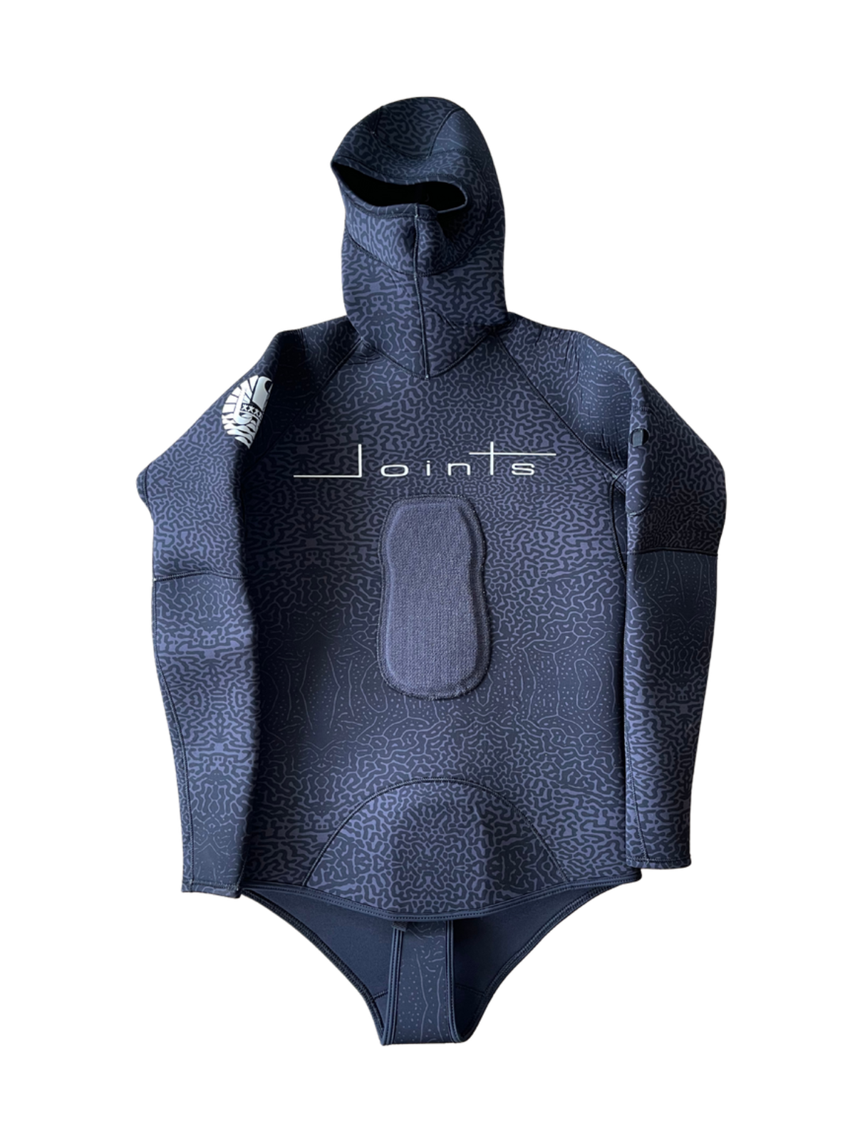 Front view of the Black Camo Spearfishing Wetsuit