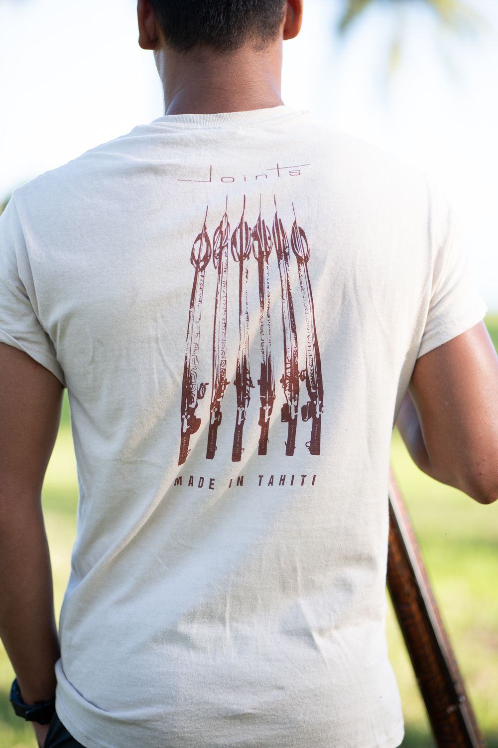 Back view of JOINTS Sand Guns Rack Spearfishing T-Shirt
