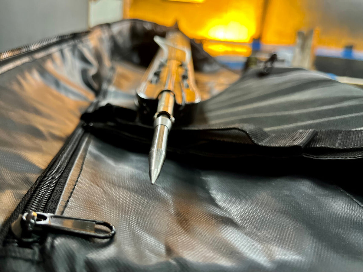 Open view of the JOINTS padded speargun bag with storage compartments