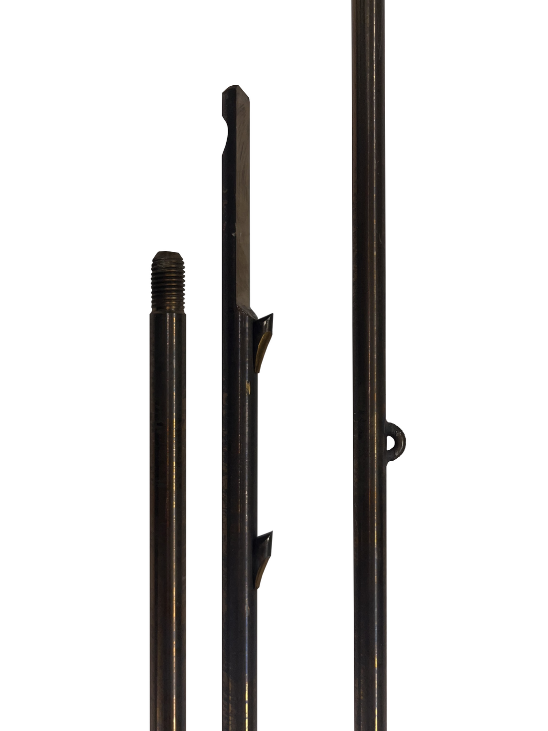 M8 Thread 8.5×135 speargun shaft made from 17-4 PH stainless steel with shark fins and Euro notch