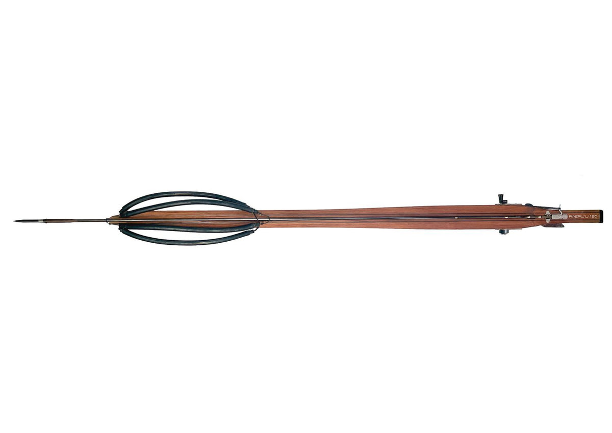 Profile view of the RAEPU'U 120 handcrafted speargun