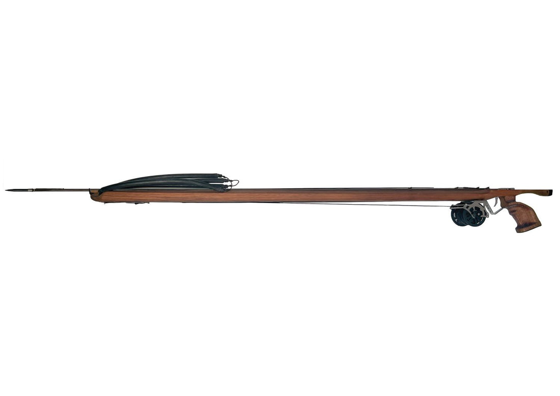 Profile view of the RAEPU'U 120 handcrafted speargun