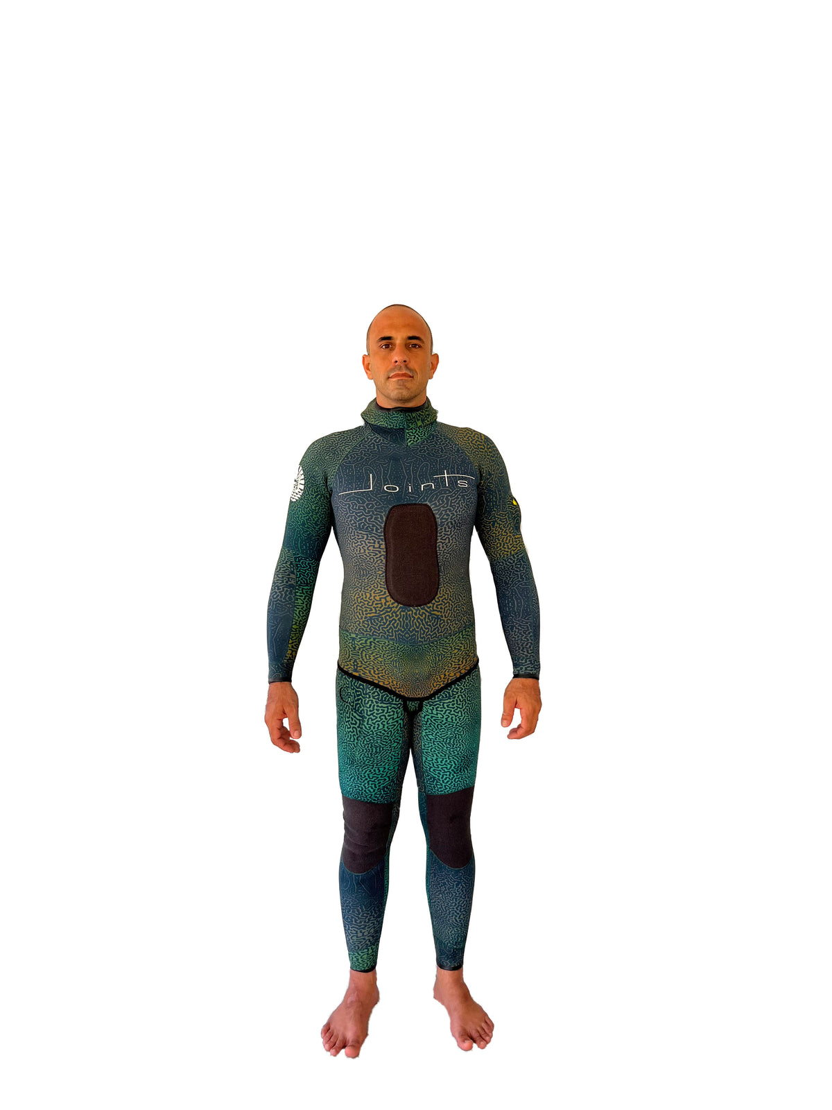Front view of the Reef Camo Spearfishing Wetsuit